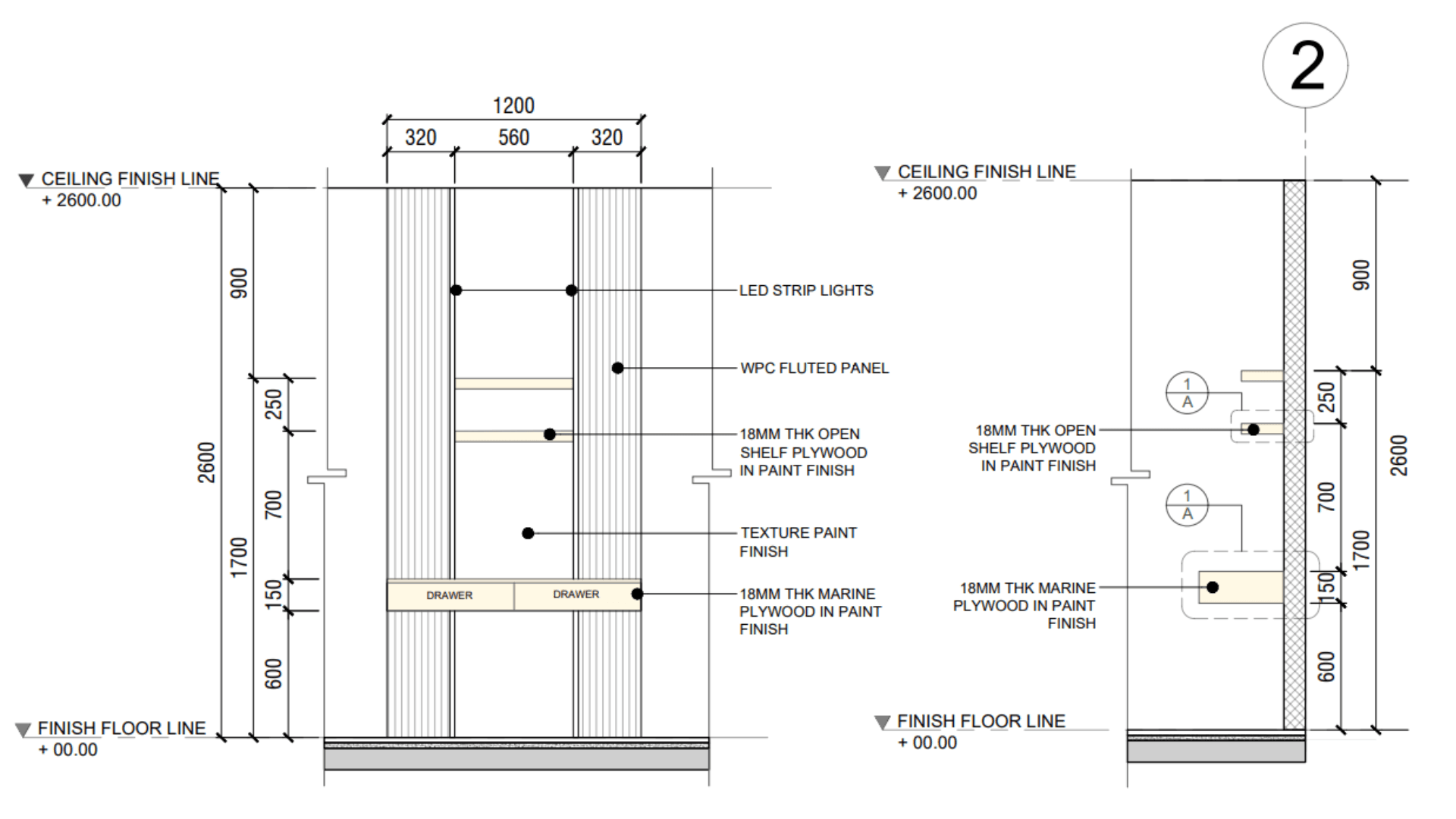 Altar cabinetry — plan drawing