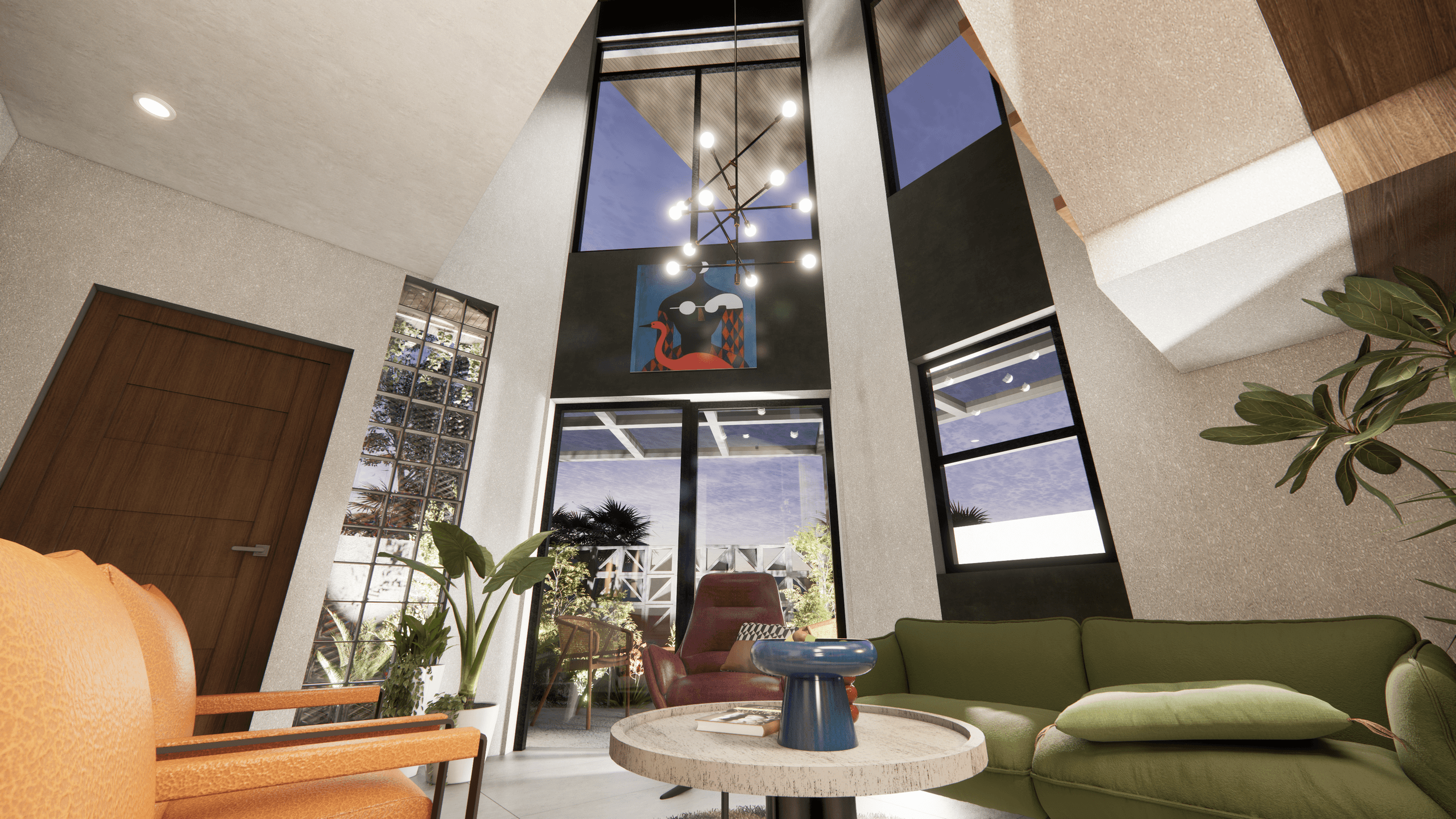 C House living area detail with natural light