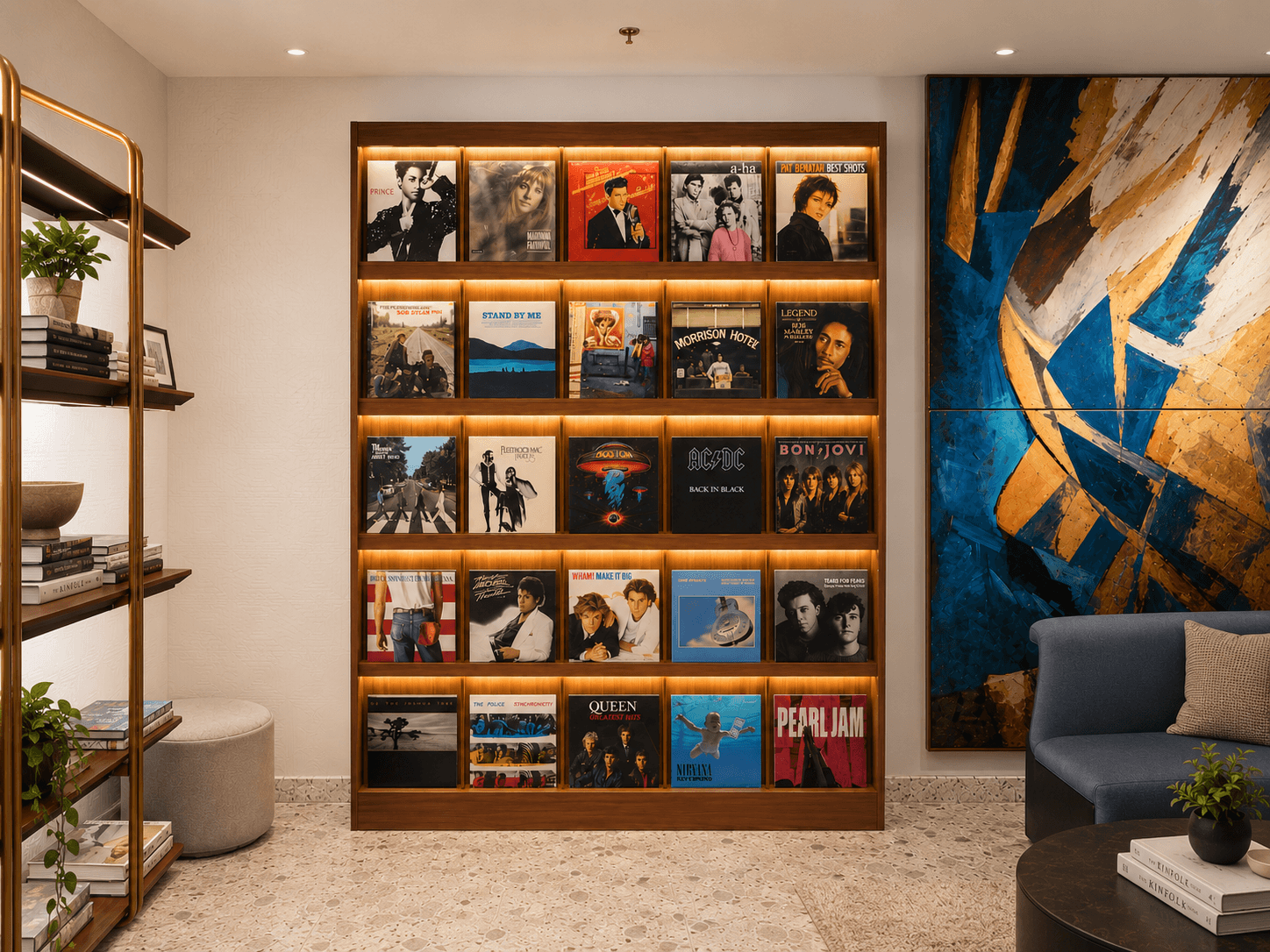 Vinyl display shelf cabinetry render